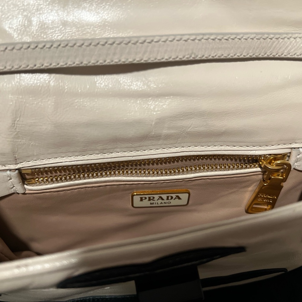 Prada Black and Cream Lips Madras Crossbody Bag - Picture 7 of 9